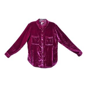 ANTHROPOLOGIE PILCRO Women's 4 Velvet Hadley Shirt Shacket Raspberry Pink 38"